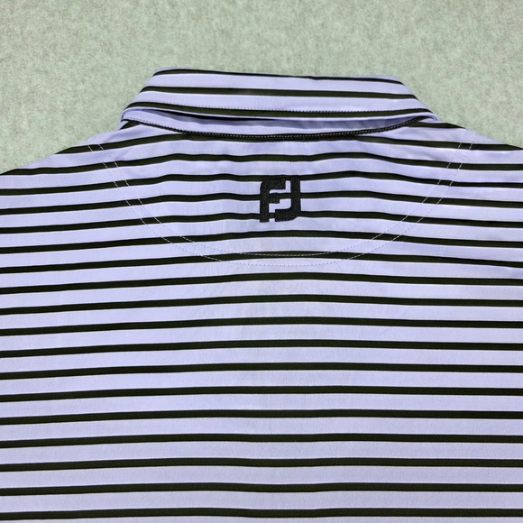 FootJoy FJ‎ Performance Golf Polo Shirt Men XL Striped Purple Black Short Sleeve - Picture 8 of 13